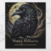 Étiquette Pour Bouteilles De Vin Halloween d'oiseaux noirs (Étiquettes simples)