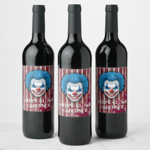 Étiquette Pour Bouteilles De Vin Halloween du Carnaval de Clown déplaisant