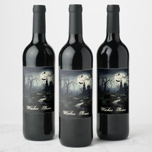 Étiquette Pour Bouteilles De Vin Halloween du manoir de sorcières Ghosts