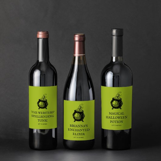 Étiquette Pour Bouteilles De Vin Halloween élixir drôle de chaudron personnalisé