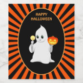 Étiquette Pour Bouteilles De Vin Halloween fantôme et citrouille (Étiquettes simples)