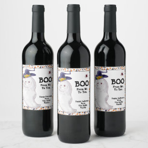 Étiquette Pour Bouteilles De Vin Halloween Ghost personnalisé