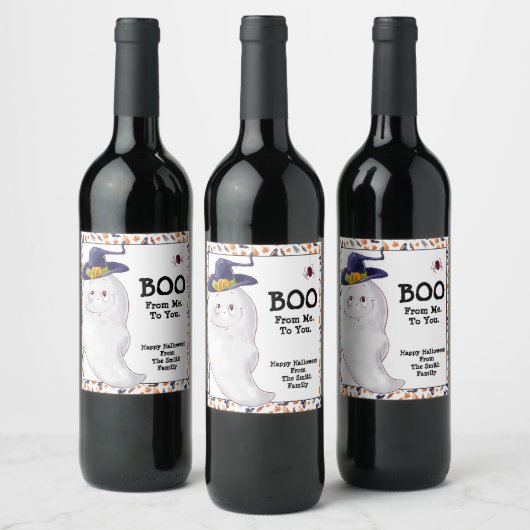 Étiquette Pour Bouteilles De Vin Halloween Ghost personnalisé (Bouteilles)