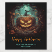 Étiquette Pour Bouteilles De Vin Halloween Jack-o'-lantern effrayant (Étiquettes simples)