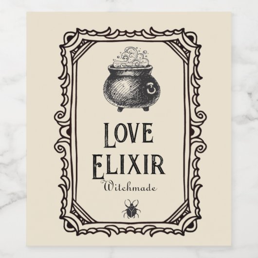 Étiquette Pour Bouteilles De Vin Halloween Love elixir Boissons Éffrayant (Étiquettes simples)