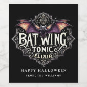 Étiquette Pour Bouteilles De Vin Halloween Party Bat Wing Tonic Elixir Vin Étiquett (Étiquettes simples)