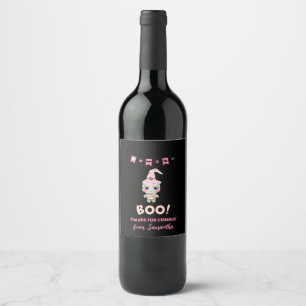 Étiquette Pour Bouteilles De Vin Halloween personnalisé "Boo" Merci