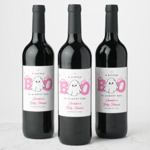 Étiquette Pour Bouteilles De Vin Halloween Petit Boo Cute Ghost Girl Baby shower
