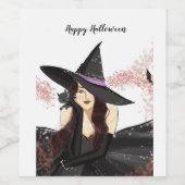 Étiquette Pour Bouteilles De Vin halloween, sorcière (Étiquettes simples)