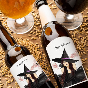 Étiquette Pour Bouteilles De Vin halloween, sorcière