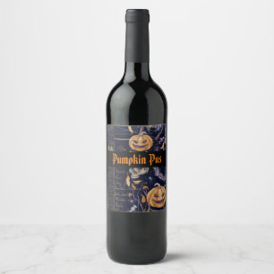 Étiquette Pour Bouteilles De Vin Halloween Vintage Citrouille Squelettique Pus
