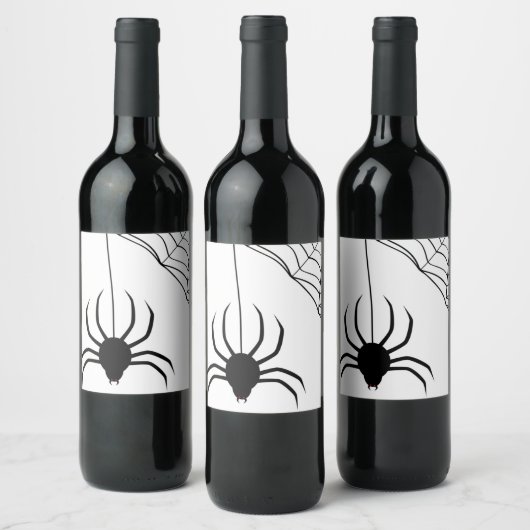 Étiquette Pour Bouteilles De Vin Halloween Web Black Spider (Bouteilles)