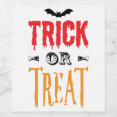 Étiquette Pour Bouteilles De Vin Hallween Sayes, Trick ou Treat Halloween Party (Étiquettes simples)