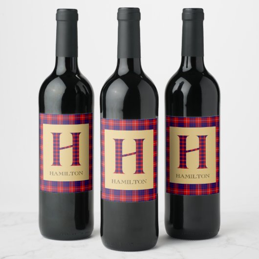 Étiquette Pour Bouteilles De Vin Hamilton Tartan Monogramme H (Bouteilles)