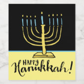 Étiquette Pour Bouteilles De Vin Hanoukka à la bougie (Étiquettes simples)