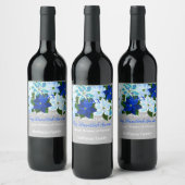 Étiquette Pour Bouteilles De Vin Hanoukka de Poinsettia bleue (Bouteilles)