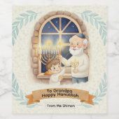 Étiquette Pour Bouteilles De Vin Hanukkah Blessing – Grandfather and Child (Étiquettes simples)