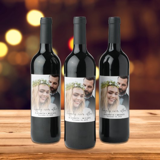 Étiquette Pour Bouteilles De Vin Happily Ever After Photo Wedding