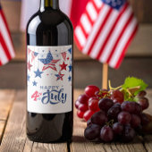 Étiquette Pour Bouteilles De Vin Happy 4 juillet Hanging Stars ID1103