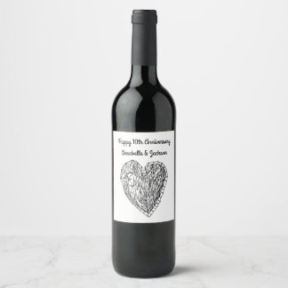 Étiquette Pour Bouteilles De Vin Happy Anniversaire Amour Coeur Étiquette de vin