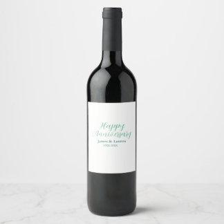 Étiquette Pour Bouteilles De Vin Happy anniversary wedding name date year simple mi