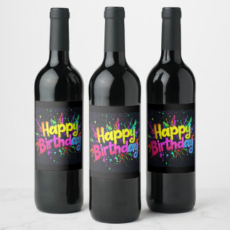 Étiquette Pour Bouteilles De Vin Happy Birthday