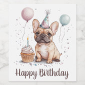 Étiquette Pour Bouteilles De Vin Happy Birthday French Bulldog (Étiquettes simples)