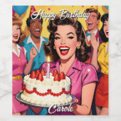 Étiquette Pour Bouteilles De Vin Happy Birthday | Personalized Retro Pop Art (Étiquettes simples)