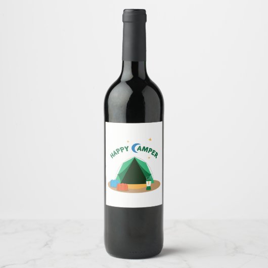 Étiquette Pour Bouteilles De Vin Happy Camper (Devant)