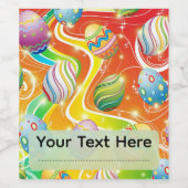 Étiquette Pour Bouteilles De Vin Happy Easter Eggs Festive Pattern (Étiquettes simples)