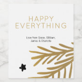 Étiquette Pour Bouteilles De Vin Happy Everything Gold Foliage Personnalisé (Étiquettes simples)
