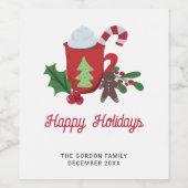 Étiquette Pour Bouteilles De Vin Happy Holidays Festive Cute Script (Étiquettes simples)