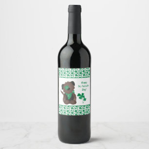 Étiquette Pour Bouteilles De Vin Happy Jour de l'Saint Patrick Dog Four Leaf Clover
