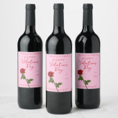 Étiquette Pour Bouteilles De Vin Happy Valentine’s Day Rose Custom Wine Label (Bouteilles)