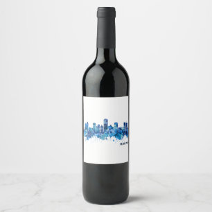 Étiquette Pour Bouteilles De Vin Harare Zimbabwe Skyline Blue