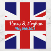 Étiquette Pour Bouteilles De Vin Harry & Meghan, Union Jack. (Étiquettes simples)
