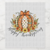 Étiquette Pour Bouteilles De Vin Harvest Grace Thanksgiving (Étiquettes simples)