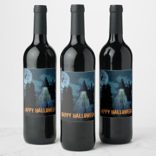 Étiquette Pour Bouteilles De Vin Haunted Goth Mansion Halloween