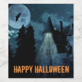 Étiquette Pour Bouteilles De Vin Haunted Goth Mansion Halloween (Étiquettes simples)