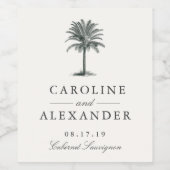 Étiquette Pour Bouteilles De Vin Havana Palm Mariage (Étiquettes simples)