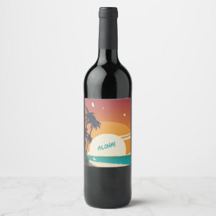 Étiquette Pour Bouteilles De Vin Hawaiian/Aloha/Tropical/plage