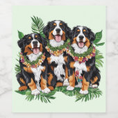 Étiquette Pour Bouteilles De Vin Hawaiian Bernese Mountain Dogs Flower Lei (Étiquettes simples)