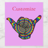 Étiquette Pour Bouteilles De Vin Hawaiian Shaka Psychedelic Thunder_Cove (Étiquettes simples)