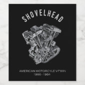 Étiquette Pour Bouteilles De Vin HD Motorcycle Vtwin Shovelhead Engine Drawing Bike (Étiquettes simples)