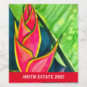 Étiquette Pour Bouteilles De Vin Hélicoptère aquarelle fleur tropicale (Étiquettes simples)