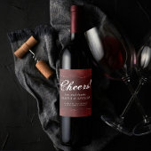 Étiquette Pour Bouteilles De Vin Henné Romance | Red Satiny Grunge Damask