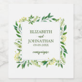 Étiquette Pour Bouteilles De Vin Herbes Botaniques de Spring Green pour Mariage (Étiquettes simples)