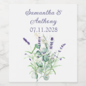 Étiquette Pour Bouteilles De Vin Herbes d'aquarelle Lavender Eucalyptus violet (Étiquettes simples)