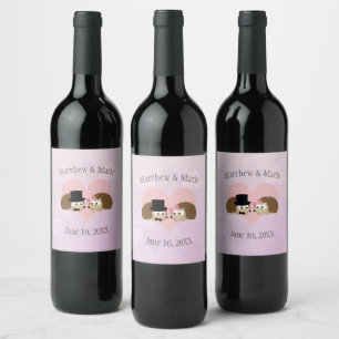 Étiquette Pour Bouteilles De Vin Hérisson en amour
