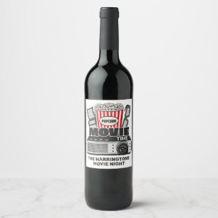 Étiquette Pour Bouteilles De Vin Heure du film texte et couleur personnalisée